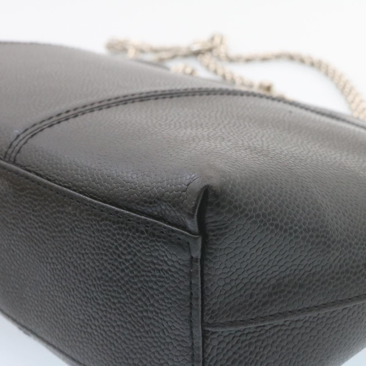 CHANEL Caviar Skin Chain Shoulder Bag Leather Black CC  28395A