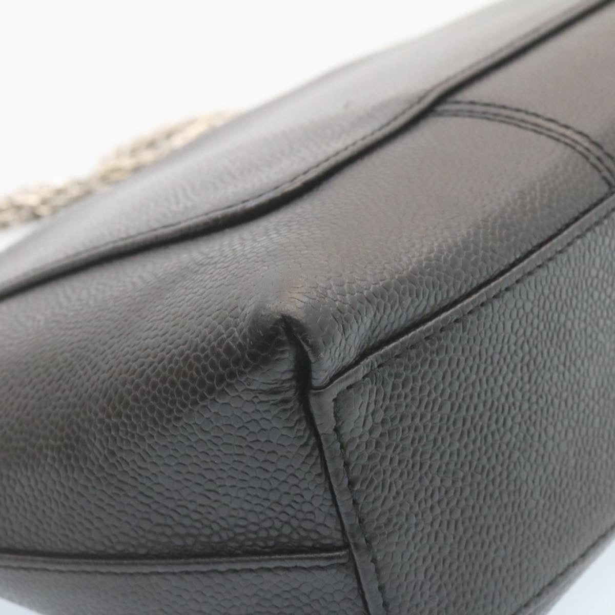 CHANEL Caviar Skin Chain Shoulder Bag Leather Black CC  28395A