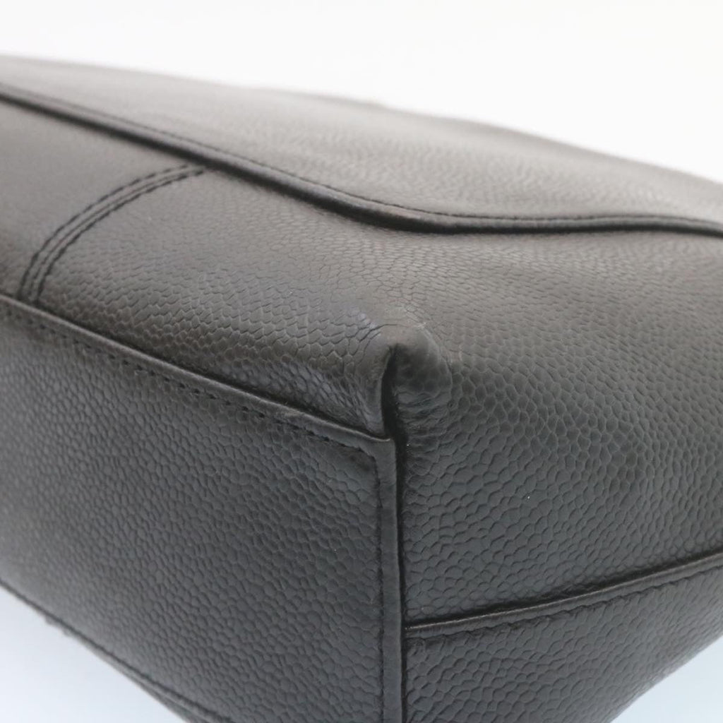 CHANEL Caviar Skin Chain Shoulder Bag Leather Black CC  28395A
