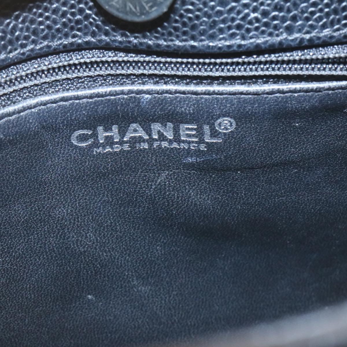 CHANEL Caviar Skin Chain Shoulder Bag Leather Black CC  28395A
