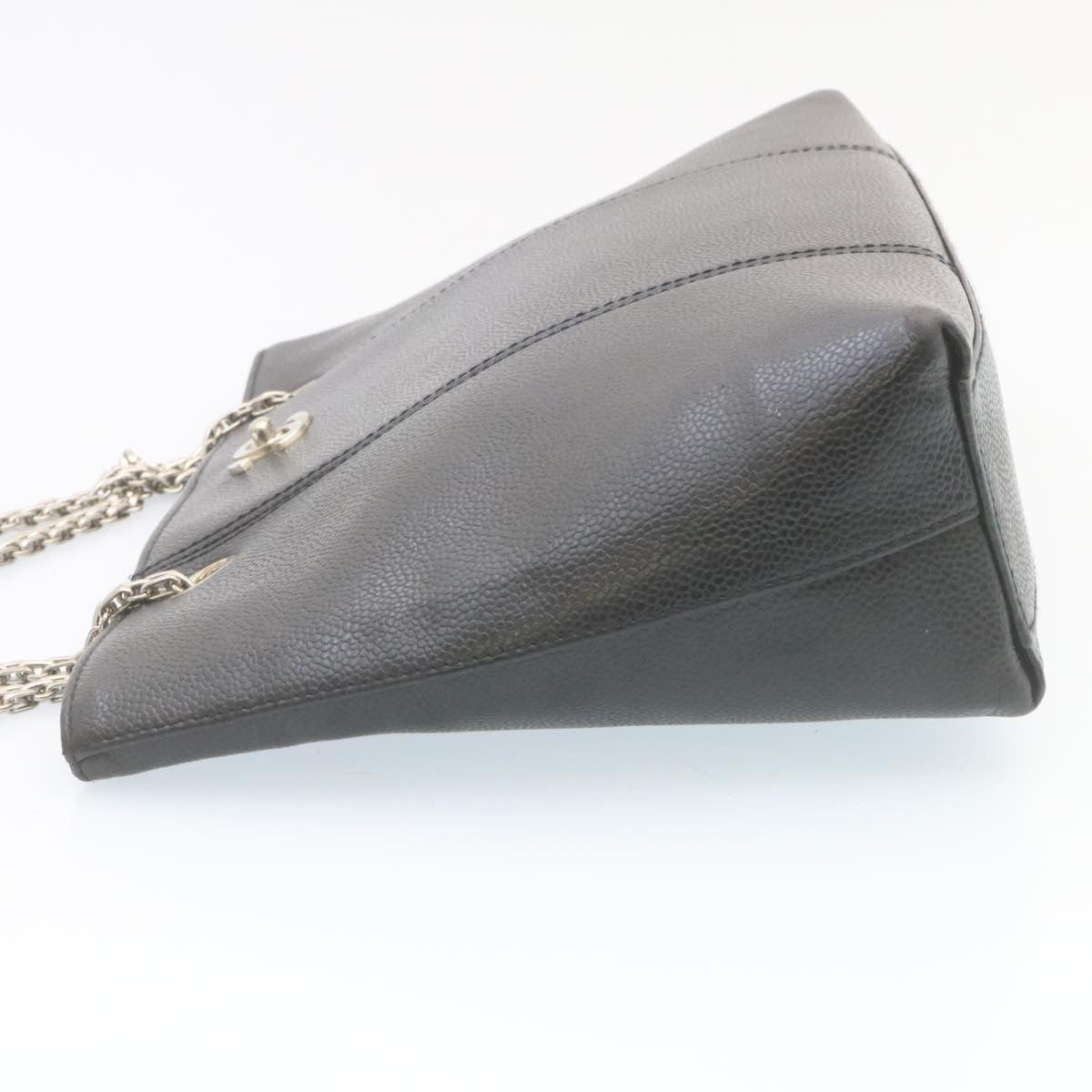 CHANEL Caviar Skin Chain Shoulder Bag Leather Black CC  28395A