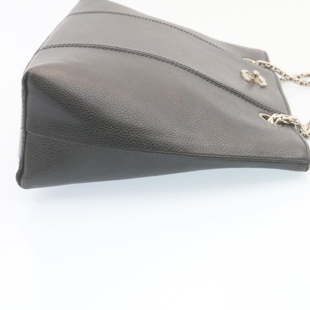 CHANEL Caviar Skin Chain Shoulder Bag Leather Black CC  28395A