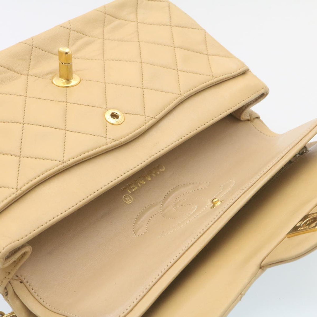 CHANEL Classic Matelasse23 Chain Flap Shoulder Bag Lamb Skin Beige  28468