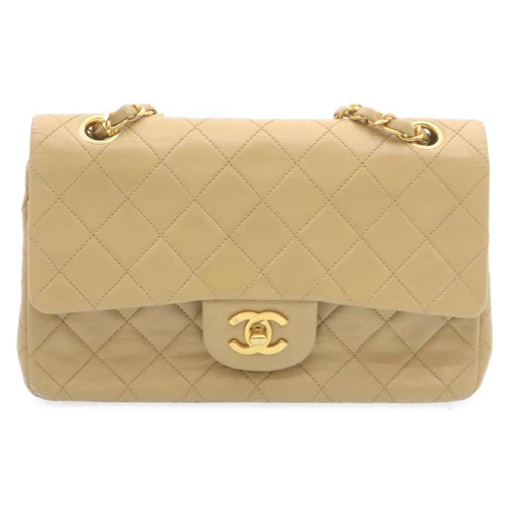 CHANEL Classic Matelasse23 Chain Flap Shoulder Bag Lamb Skin Beige  28468