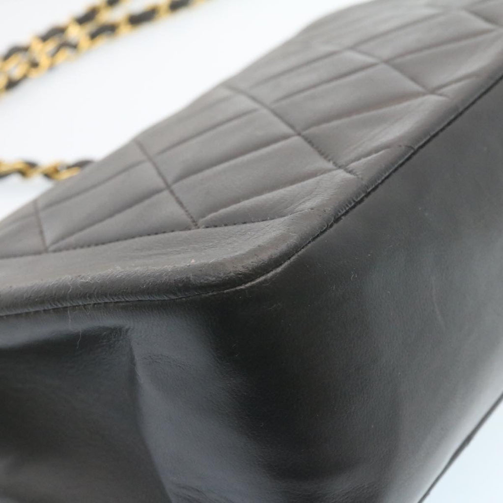 CHANEL Chain Turn Lock Diana Matelasse Shoulder Bag Lamb Skin Black  28470A