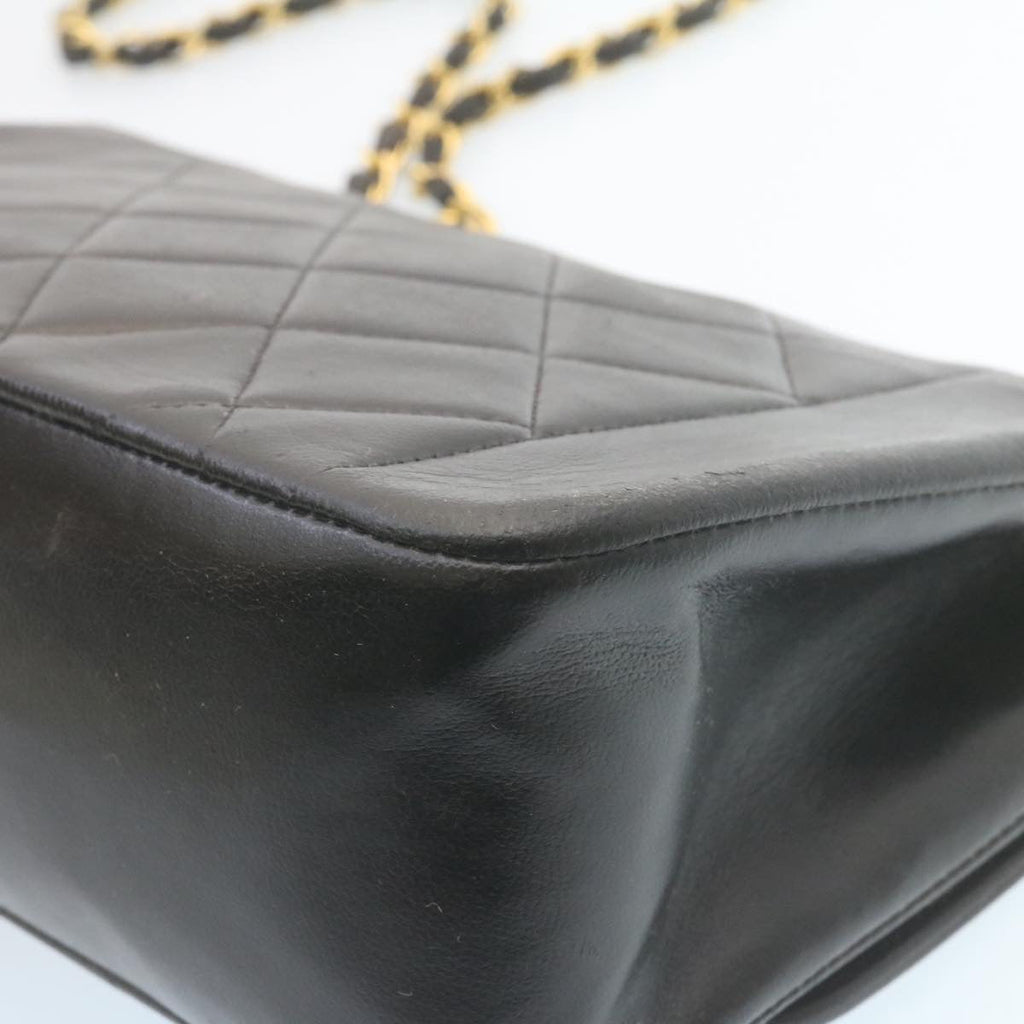 CHANEL Chain Turn Lock Diana Matelasse Shoulder Bag Lamb Skin Black  28470A
