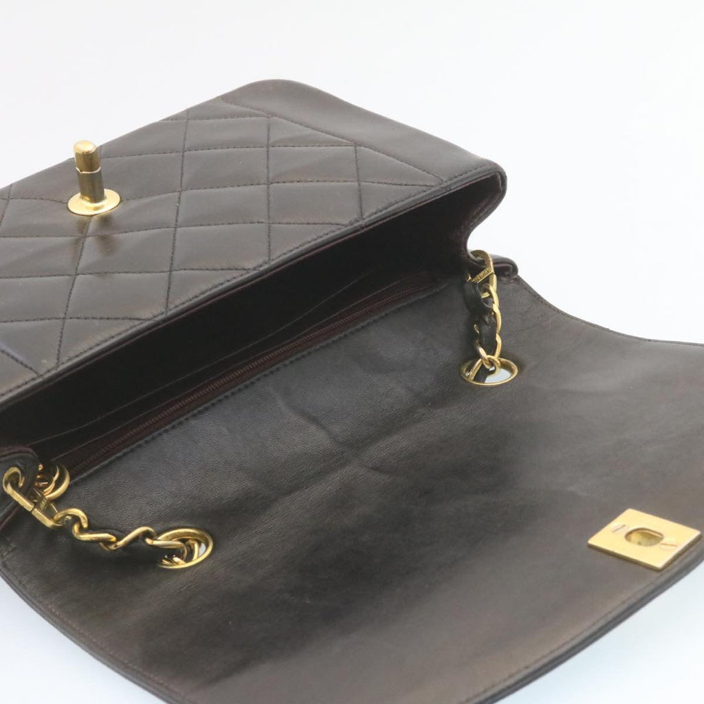 CHANEL Chain Turn Lock Diana Matelasse Shoulder Bag Lamb Skin Black  28470A