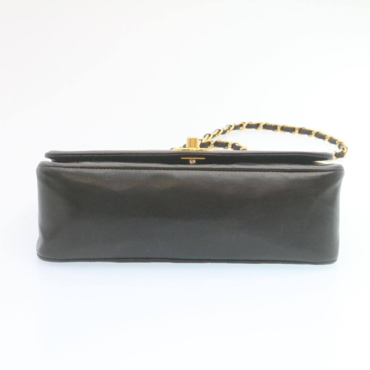 CHANEL Chain Turn Lock Diana Matelasse Shoulder Bag Lamb Skin Black  28470A