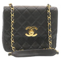 CHANEL Matelasse Chain Flap Shoulder Bag Lamb Skin Black Gold CC  28632A