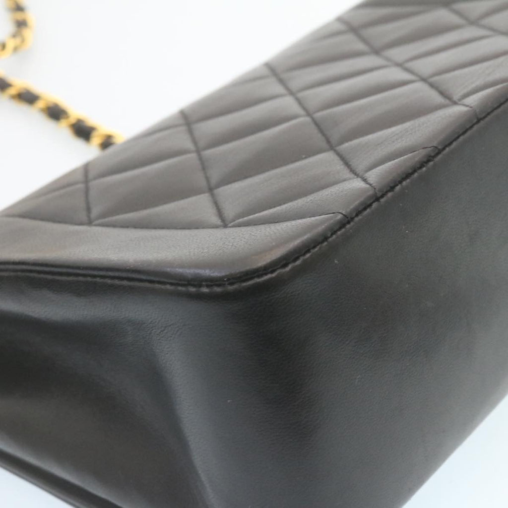 CHANEL Chain Turn Lock Diana Matelasse Shoulder Bag Lamb Skin Black  28643A