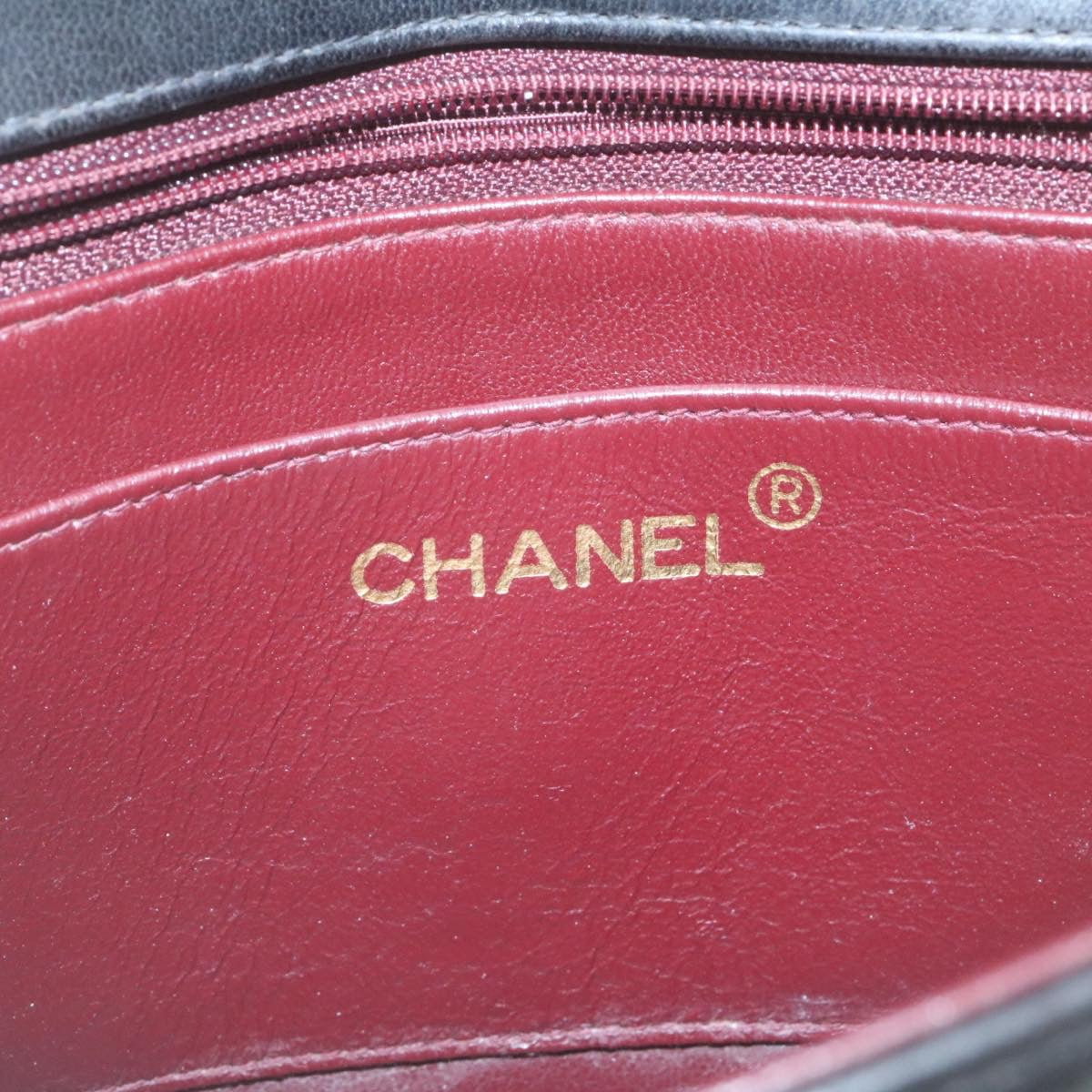 CHANEL Chain Turn Lock Diana Matelasse Shoulder Bag Lamb Skin Black  28643A