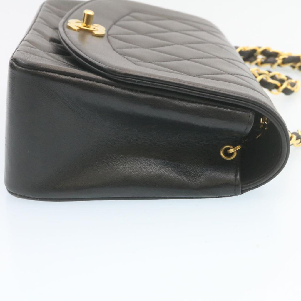 CHANEL Chain Turn Lock Diana Matelasse Shoulder Bag Lamb Skin Black  28643A