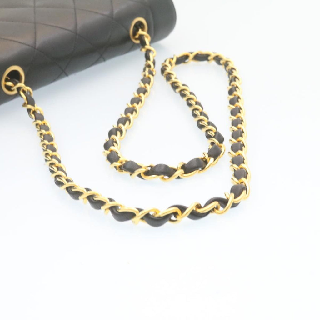 CHANEL Chain Turn Lock Diana Matelasse Shoulder Bag Lamb Skin Black  28643A