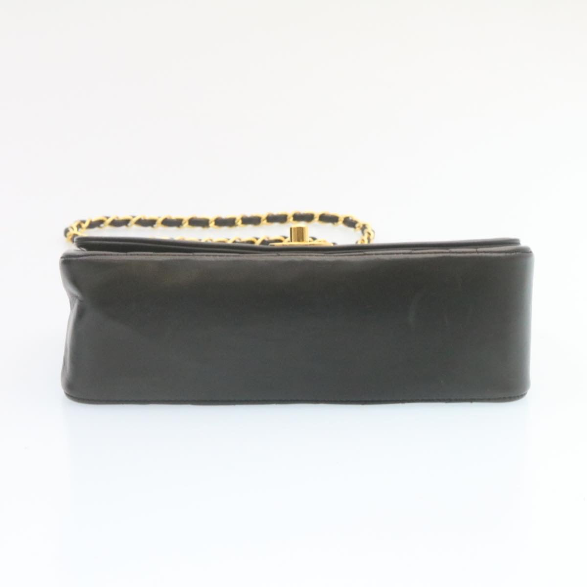 CHANEL Chain Turn Lock Diana Matelasse Shoulder Bag Lamb Skin Black  28643A