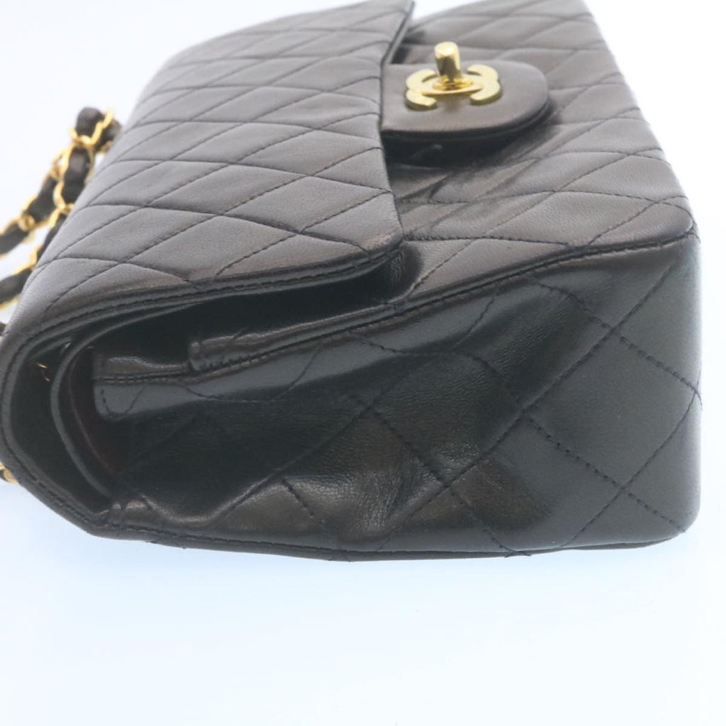 CHANEL Classic Matelasse 23 Chain Flap Shoulder Bag Lamb Skin Black Auth 29002A