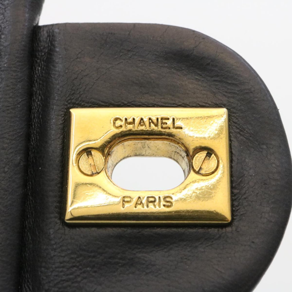 CHANEL Mini Matelasse Chain Flap Shoulder Bag Lamb Skin Black Gold  29069A