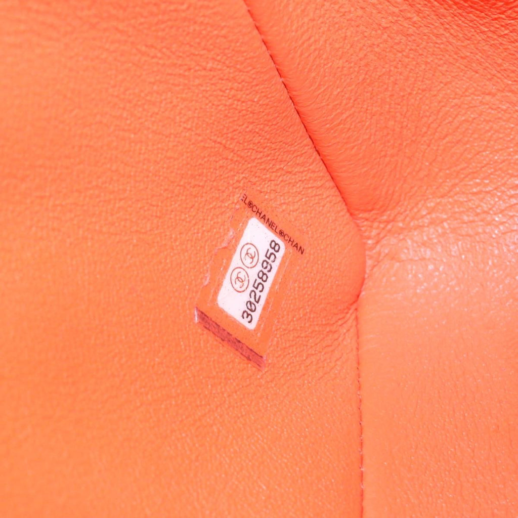 CHANEL Matelasse Mini Chain Flap Classic Shoulder Bag Lamb Skin Orange CC 29106A
