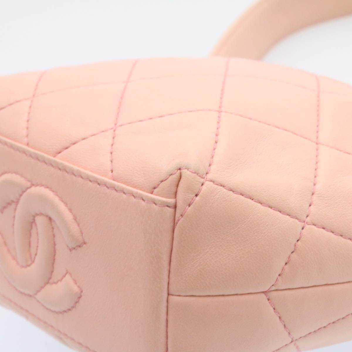 CHANEL Matelasse Hand Bag Lamb Skin Pink CC  29107A