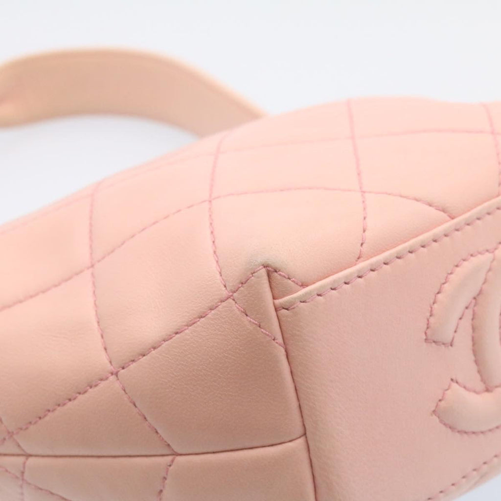 CHANEL Matelasse Hand Bag Lamb Skin Pink CC  29107A