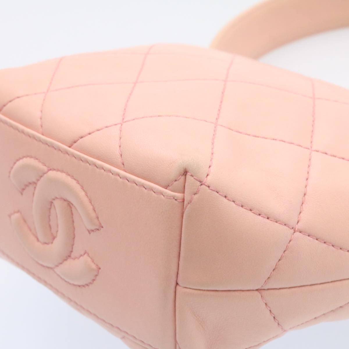 CHANEL Matelasse Hand Bag Lamb Skin Pink CC  29107A