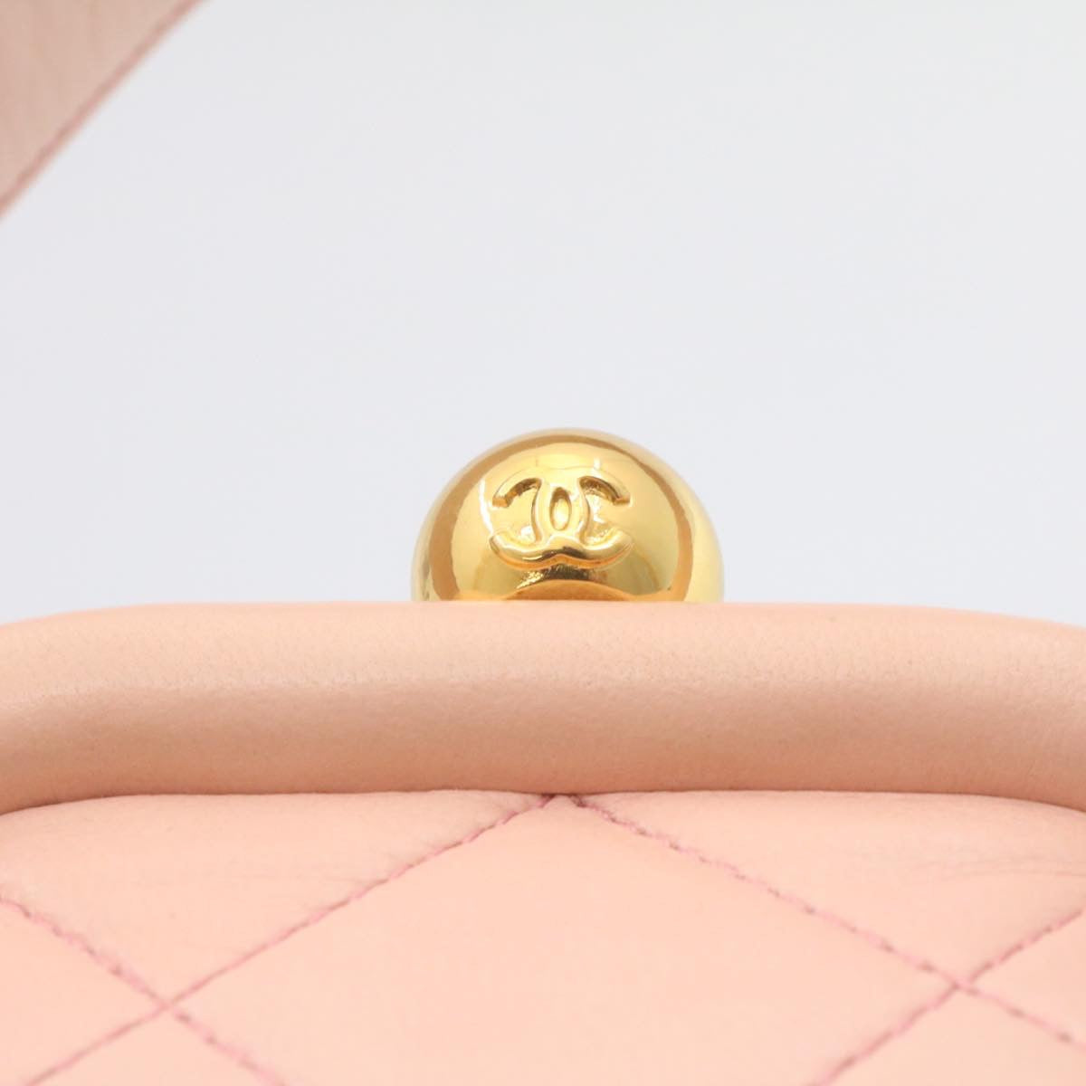 CHANEL Matelasse Hand Bag Lamb Skin Pink CC Auth 29107A