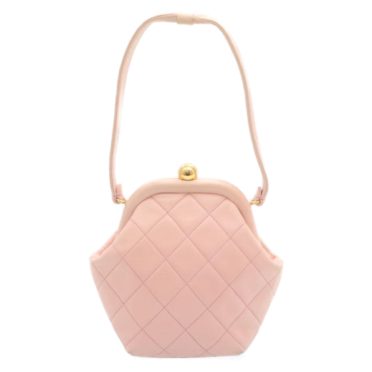 CHANEL Matelasse Hand Bag Lamb Skin Pink CC Auth 29107A