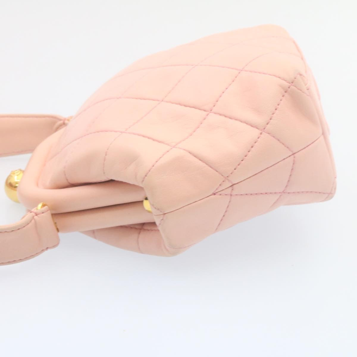 CHANEL Matelasse Hand Bag Lamb Skin Pink CC  29107A
