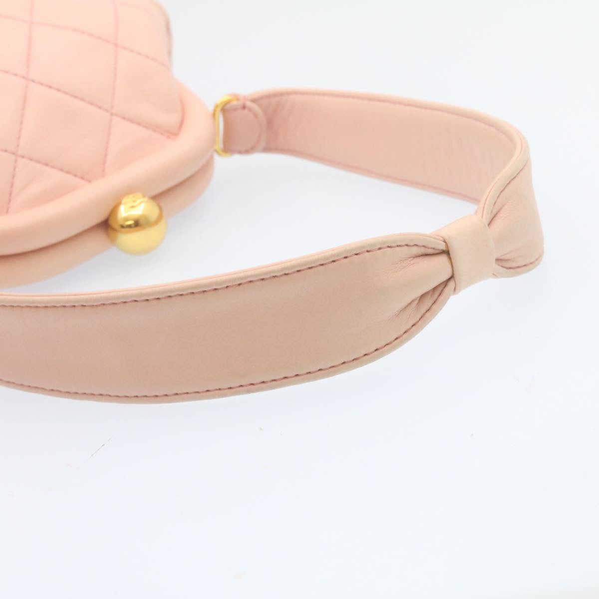 CHANEL Matelasse Hand Bag Lamb Skin Pink CC  29107A