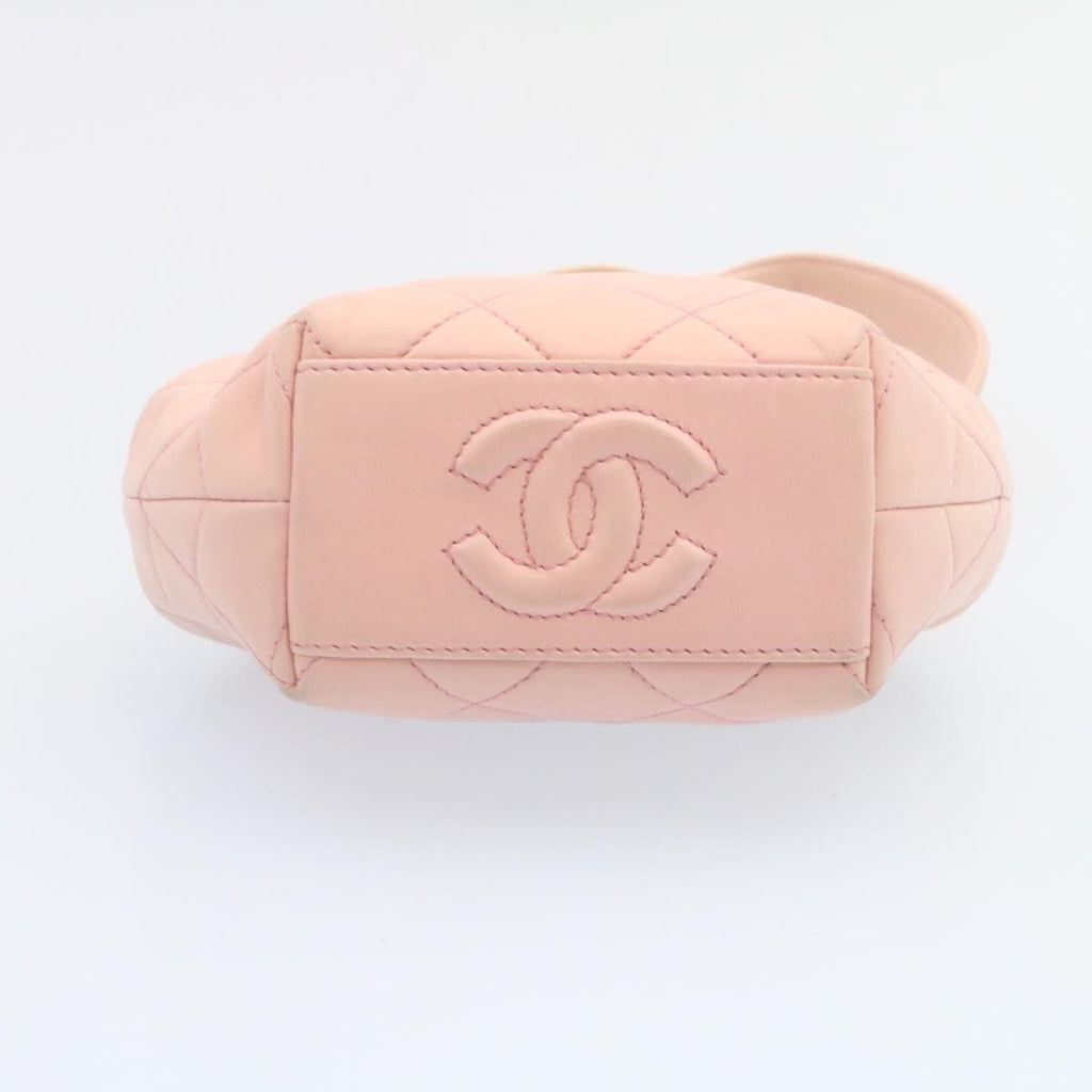 CHANEL Matelasse Hand Bag Lamb Skin Pink CC Auth 29107A