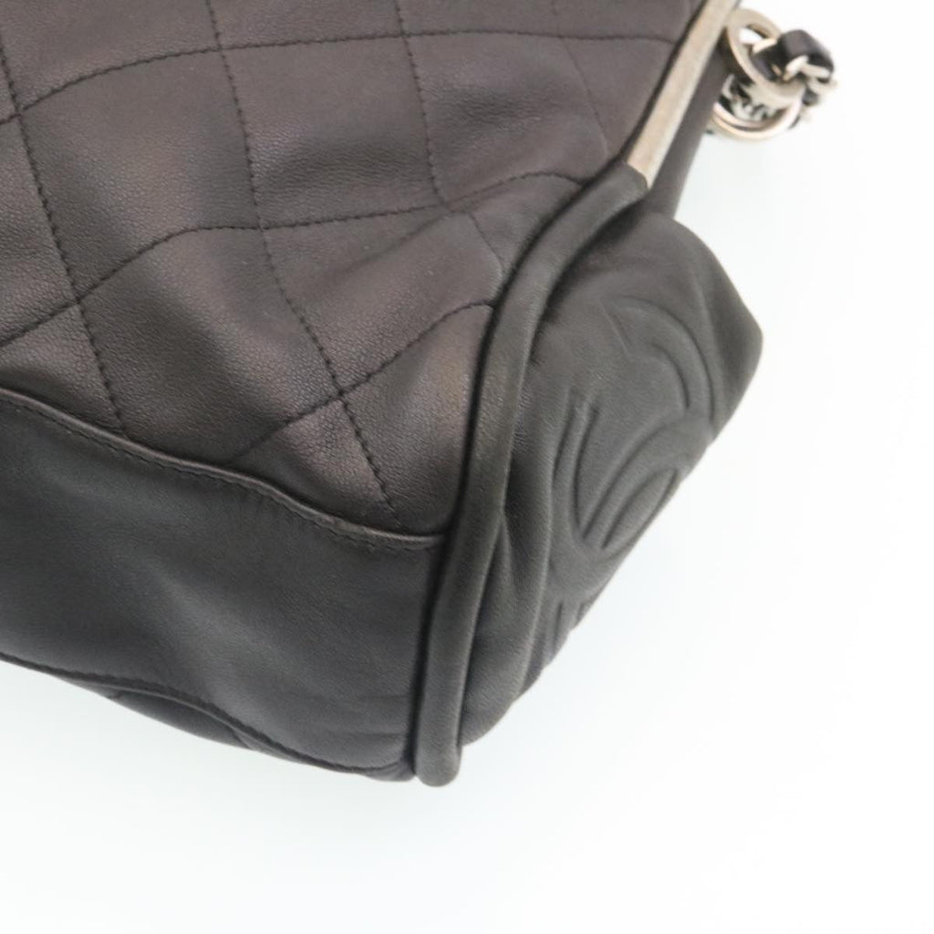 CHANEL Matelasse Chain Shoulder Bag Leather Black CC  29121A