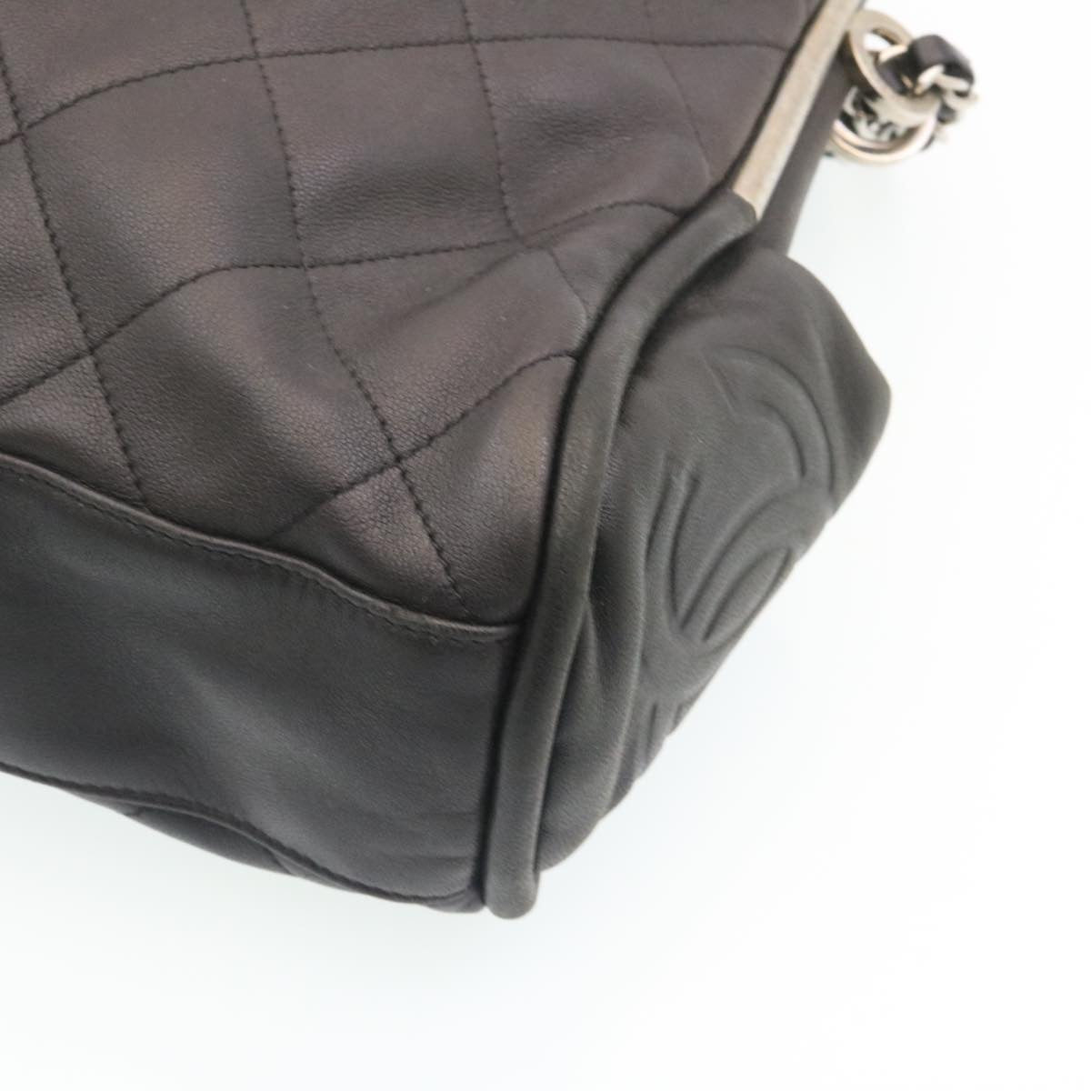 CHANEL Matelasse Chain Shoulder Bag Leather Black CC  29121A