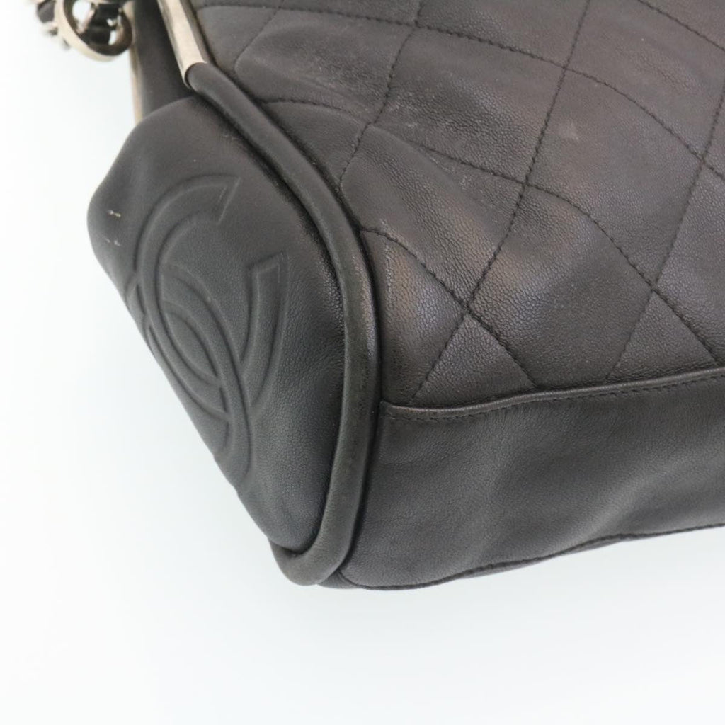 CHANEL Matelasse Chain Shoulder Bag Leather Black CC  29121A