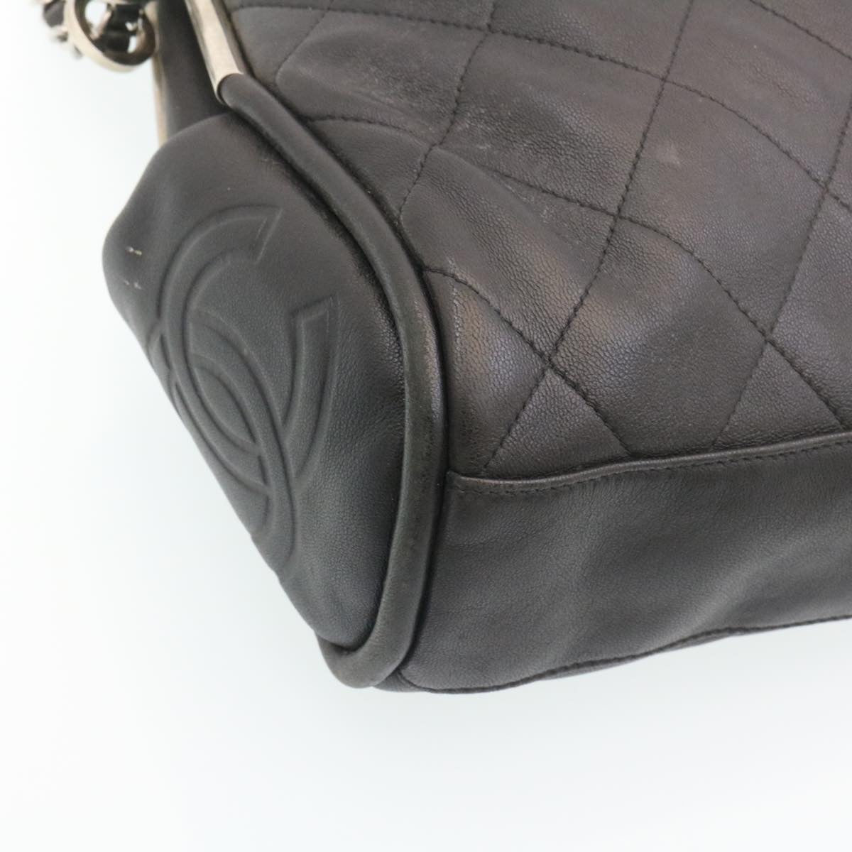 CHANEL Matelasse Chain Shoulder Bag Leather Black CC  29121A