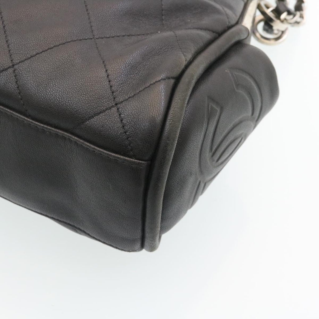 CHANEL Matelasse Chain Shoulder Bag Leather Black CC  29121A