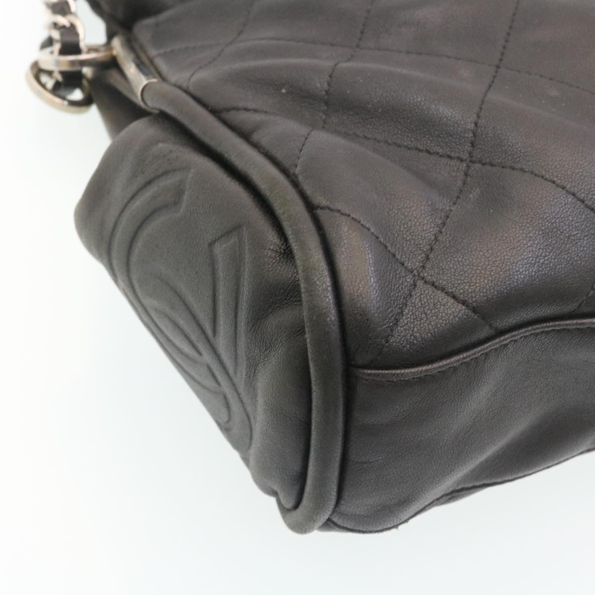 CHANEL Matelasse Chain Shoulder Bag Leather Black CC  29121A