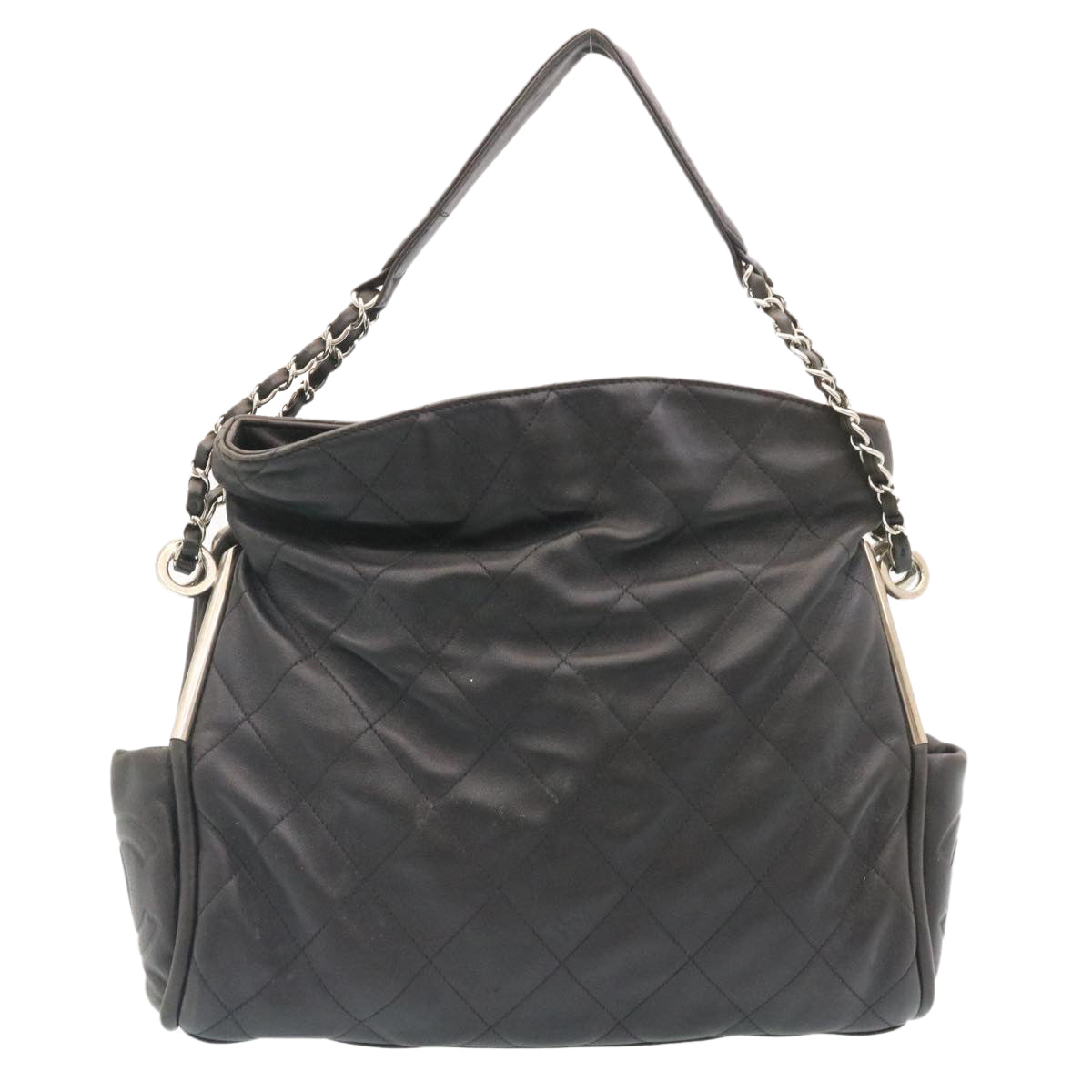 CHANEL Matelasse Chain Shoulder Bag Leather Black CC  29121A