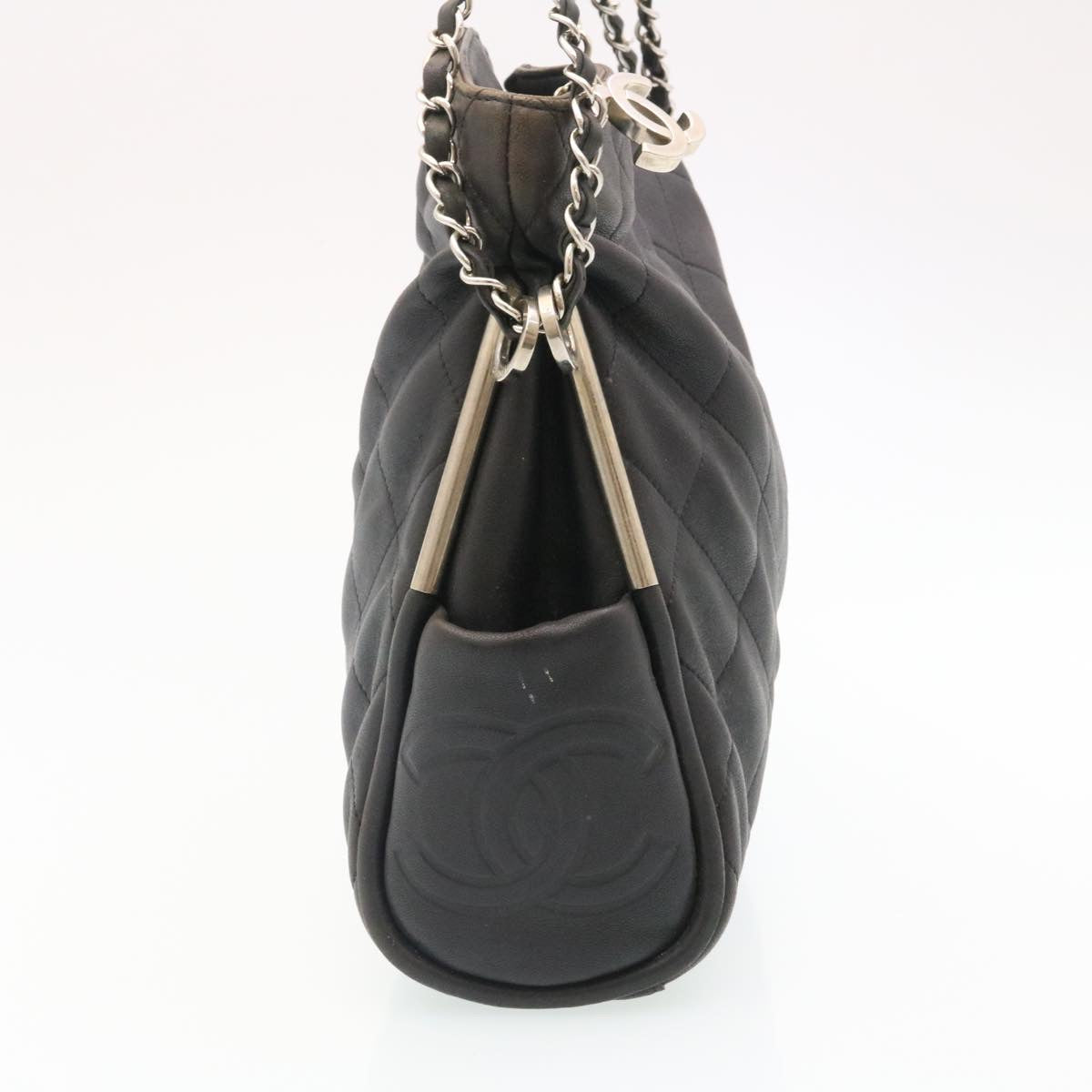 CHANEL Matelasse Chain Shoulder Bag Leather Black CC  29121A