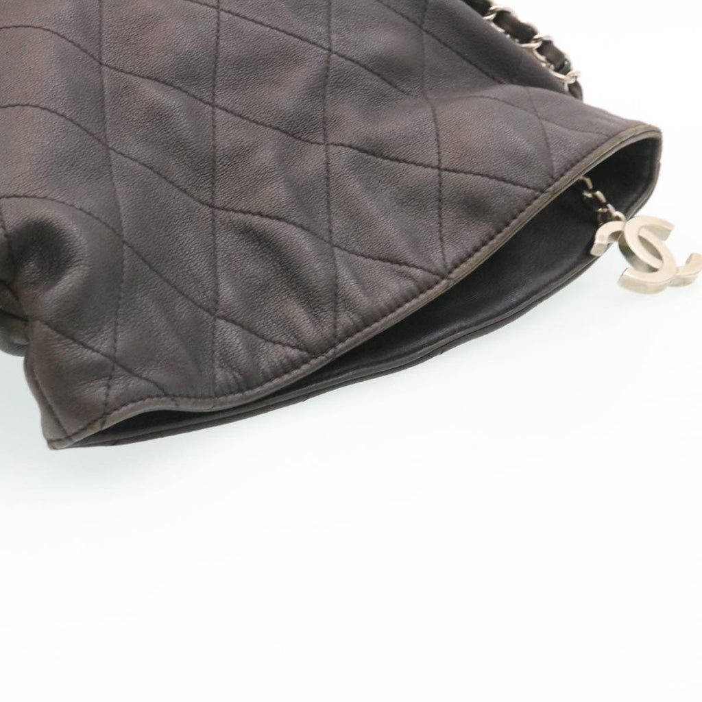 CHANEL Matelasse Chain Shoulder Bag Leather Black CC  29121A