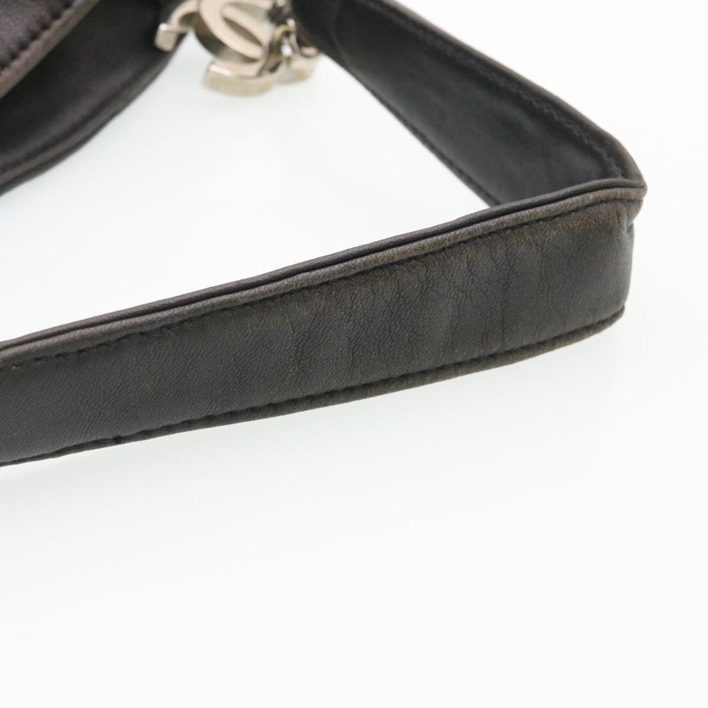 CHANEL Matelasse Chain Shoulder Bag Leather Black CC  29121A