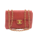 CHANEL Mademoiselle Big Coco Double Chain Shoulder Bag Lamb Skin Red  29129A