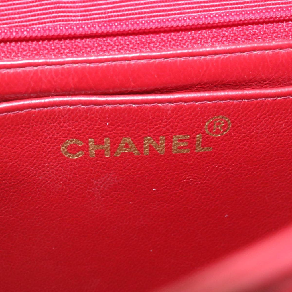 CHANEL Mademoiselle Big Coco Double Chain Shoulder Bag Lamb Skin Red  29129A