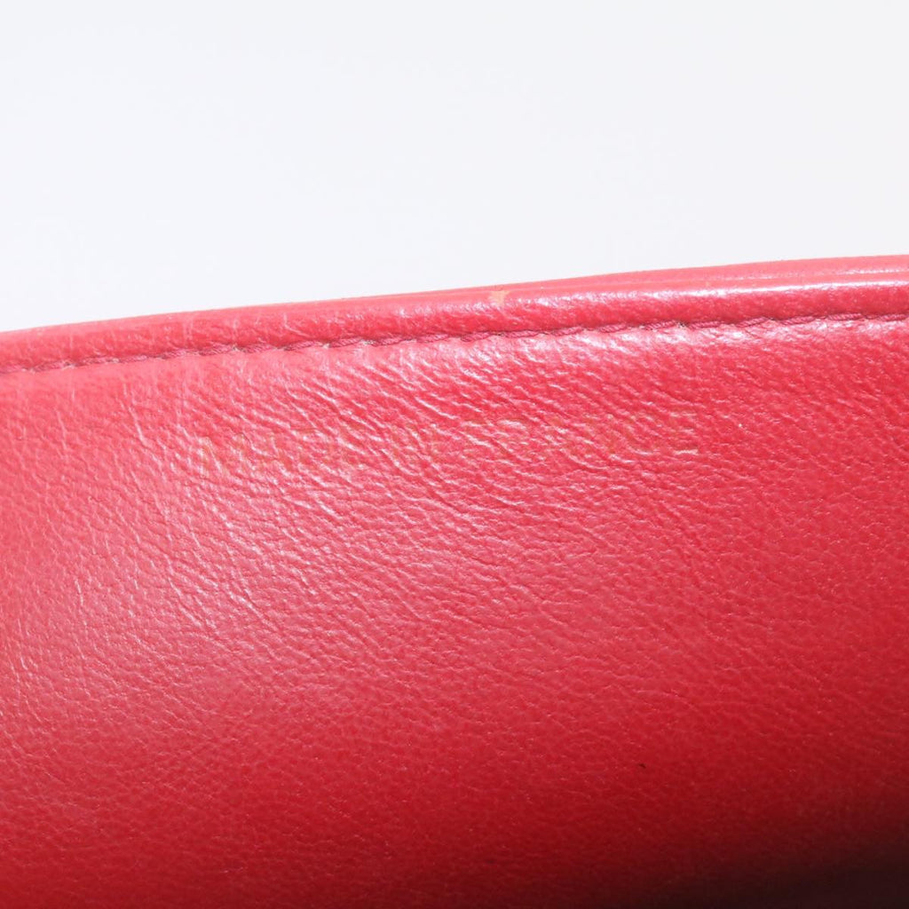 CHANEL Mademoiselle Big Coco Double Chain Shoulder Bag Lamb Skin Red  29129A