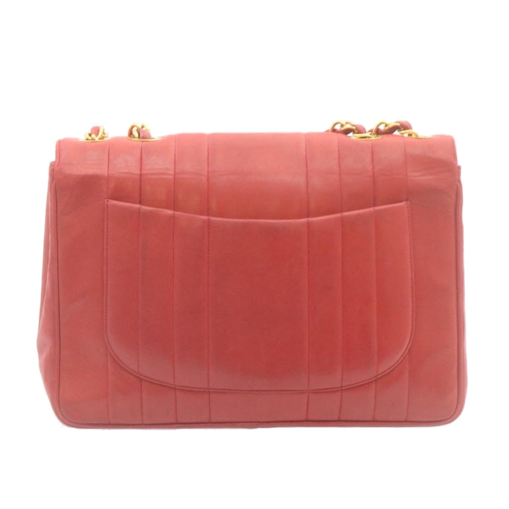 CHANEL Mademoiselle Big Coco Double Chain Shoulder Bag Lamb Skin Red  29129A
