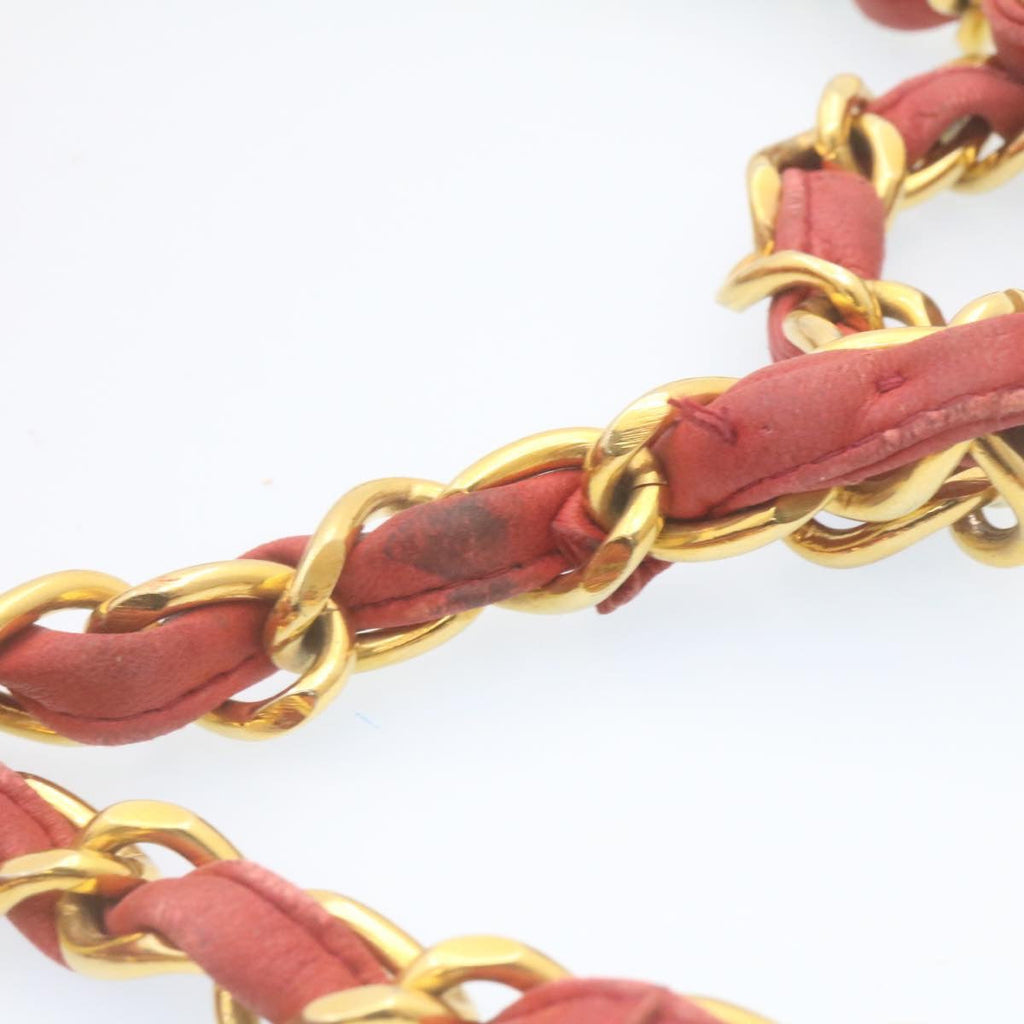 CHANEL Mademoiselle Big Coco Double Chain Shoulder Bag Lamb Skin Red  29129A
