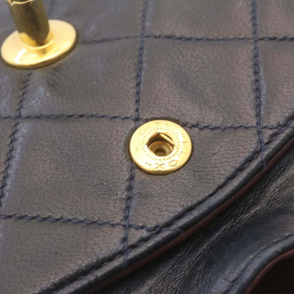 CHANEL Classic Matelasse 23 Chain Flap Shoulder Bag Lamb Skin Black Auth 29130A
