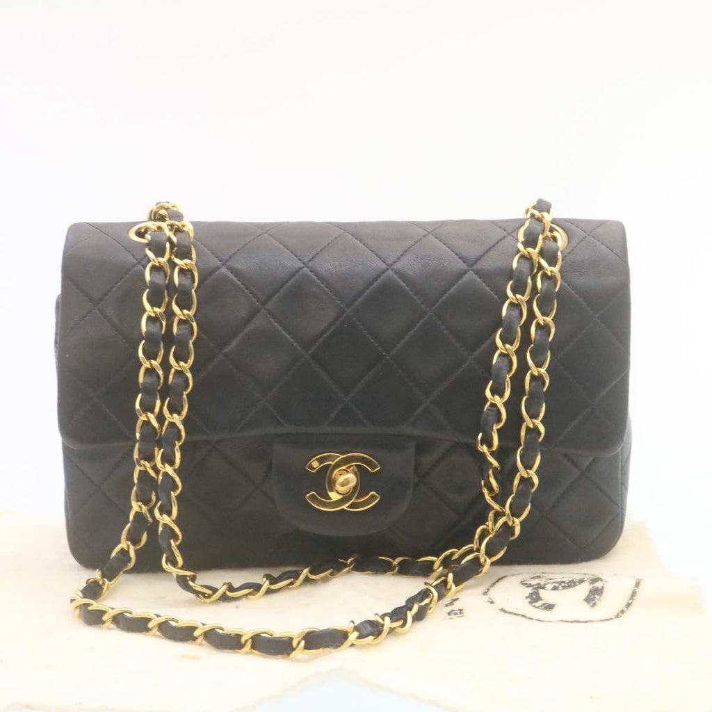 CHANEL Classic Matelasse 23 Chain Flap Shoulder Bag Lamb Skin Black  29130A