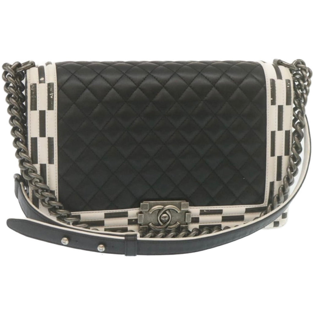 CHANEL Matelasse Boy  Chain Shoulder Bag Lamb Skin Black CC  29190A
