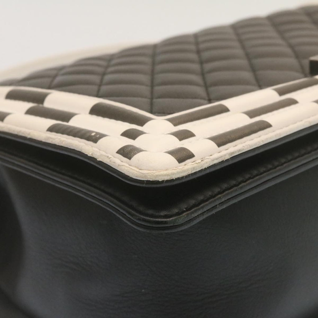 CHANEL Matelasse Boy  Chain Shoulder Bag Lamb Skin Black CC  29190A