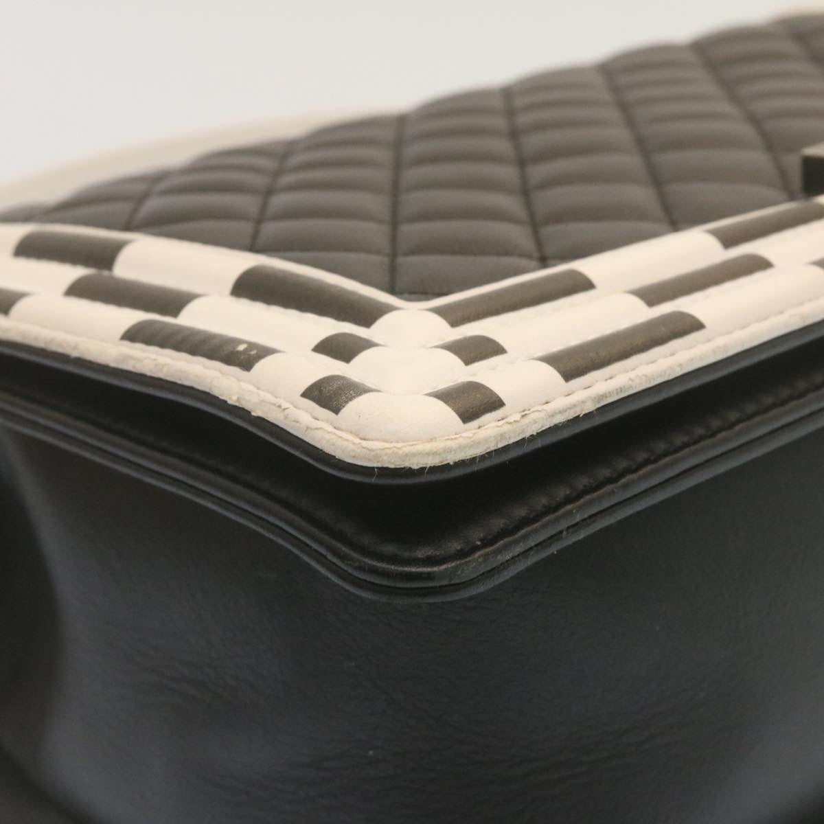 CHANEL Matelasse Boy  Chain Shoulder Bag Lamb Skin Black CC  29190A