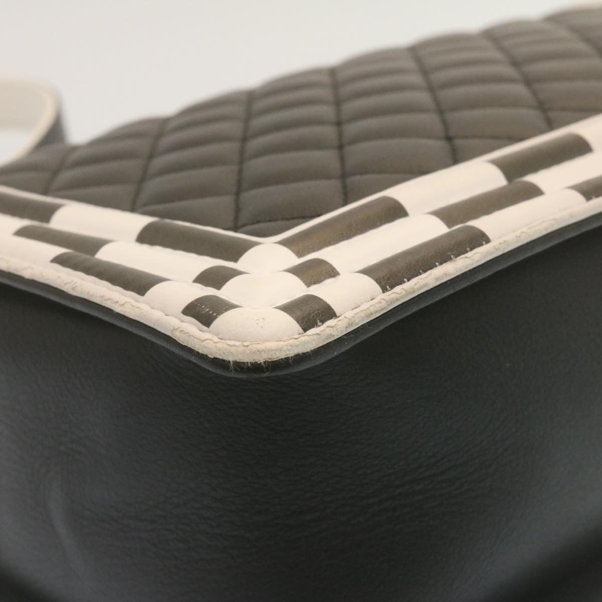 CHANEL Matelasse Boy  Chain Shoulder Bag Lamb Skin Black CC  29190A